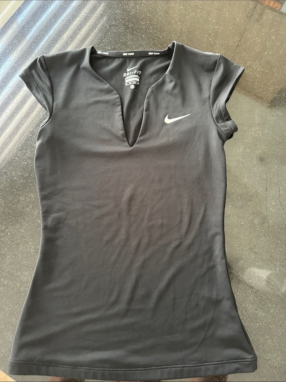 Nike Black Dri-FIT V-Notch Short Sleeve Top